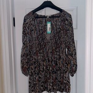 Spense Black and Brown Patterned Blouse